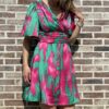 Robe Noémie verte et rose