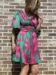 Robe Noémie verte et rose