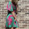 Robe Noémie verte et rose