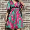 Robe Noémie verte et rose