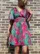 Robe Noémie verte et rose