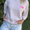 T-shirt rayé mauve & blanc