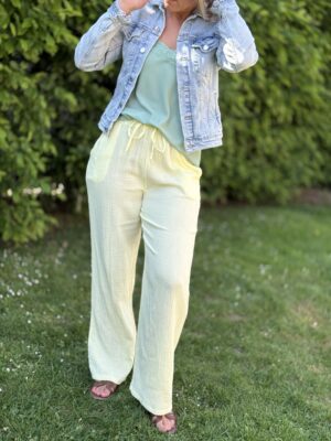 Pantalon gaze de coton jaune